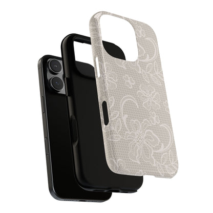 Lace Phone Case for iPhone Samsung Pixel – Cream Floral Elegant Aesthetic - JGUS