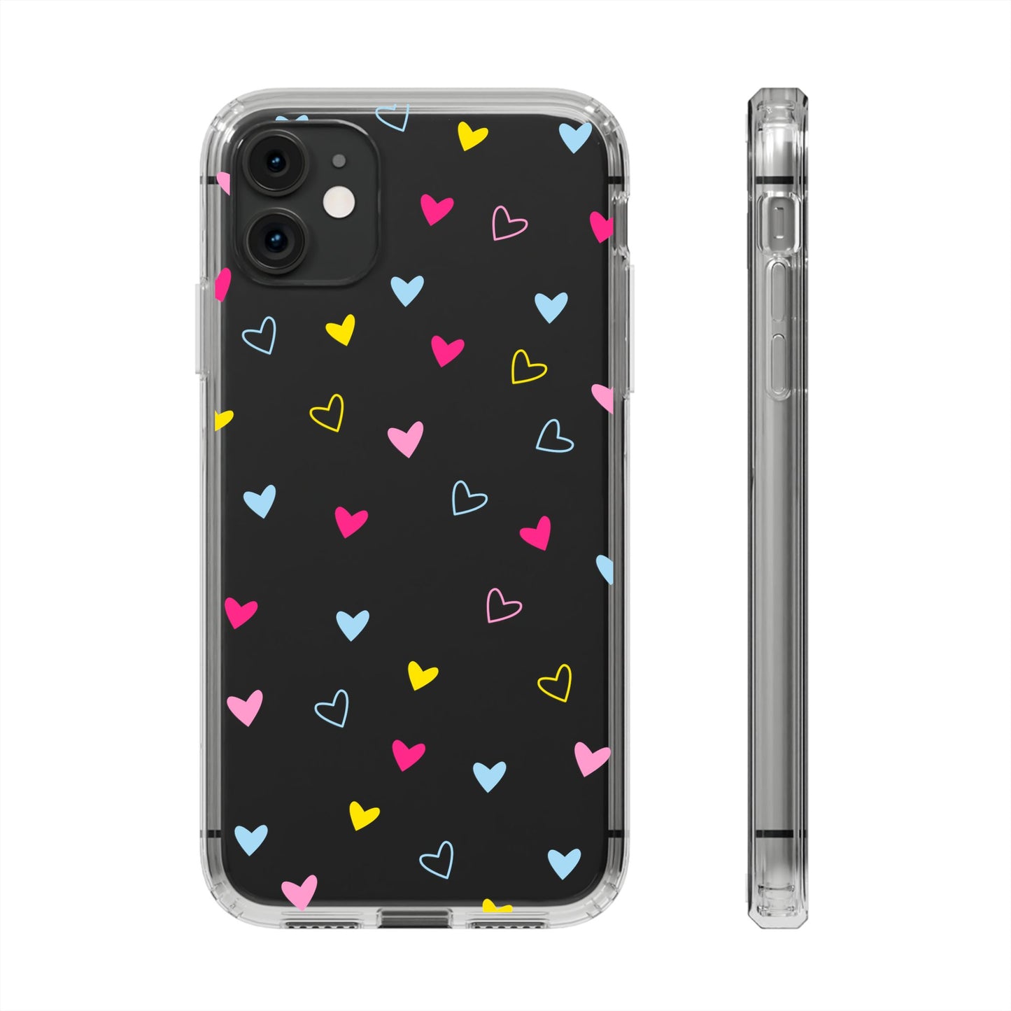 Transparent Heart Design Pattern Clear Phone Case