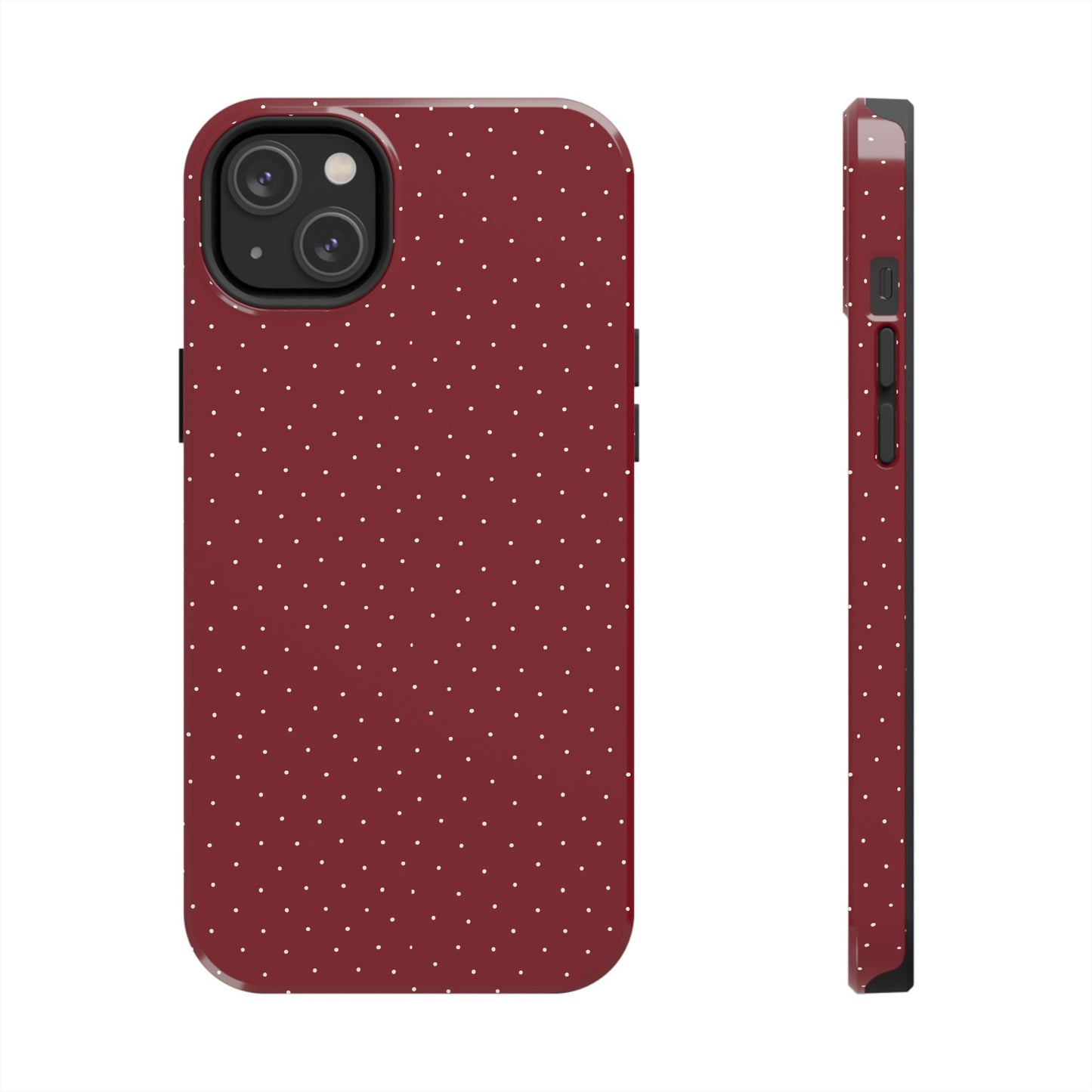 Burgundy  & White Dots Case