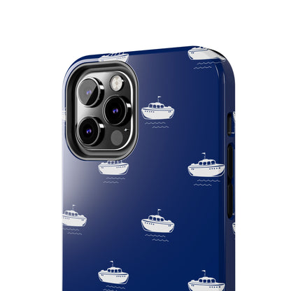 Blue Boat Phone Case – Calm Ocean Pattern for iPhone & Samsung, Durable & Stylish Protection
