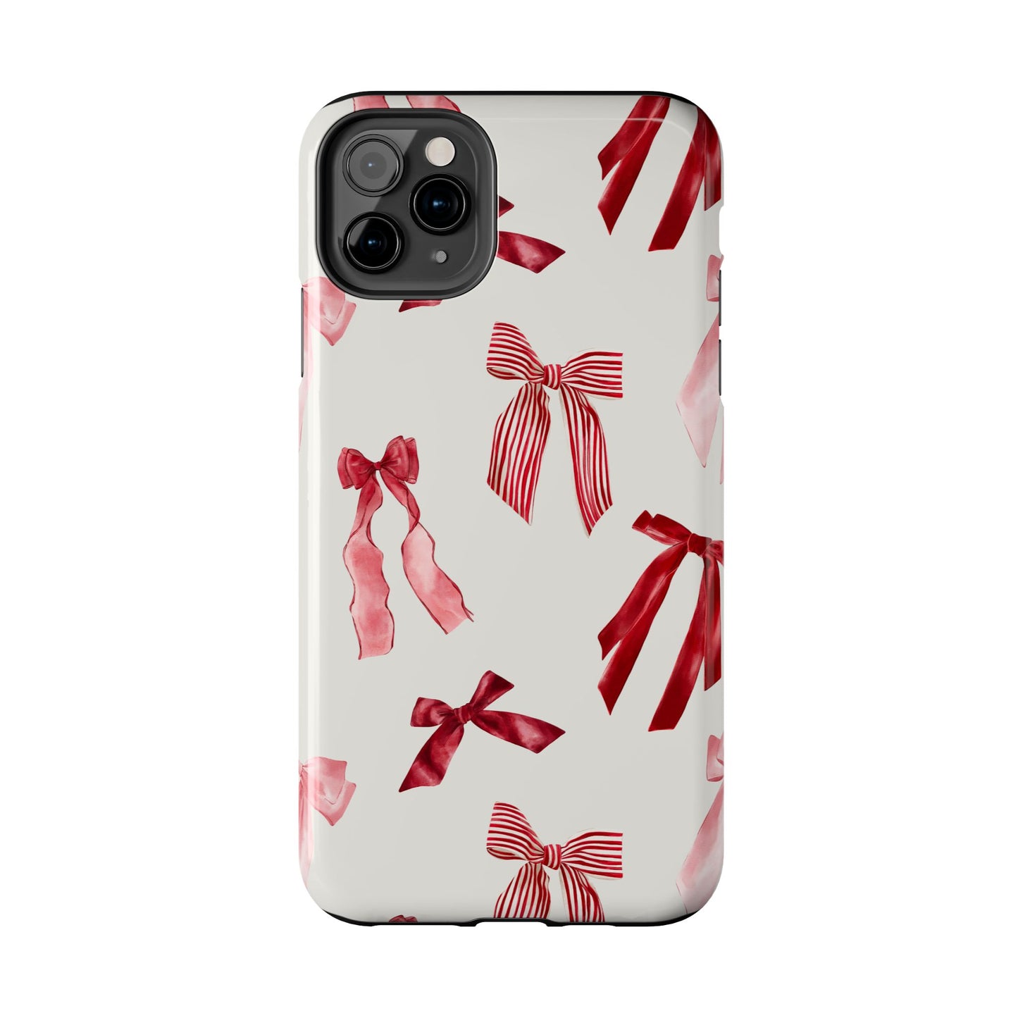 Burgundy Chic Bow Design Phone Case – Customizable, Dual-Layer Protection for iPhone & Samsung