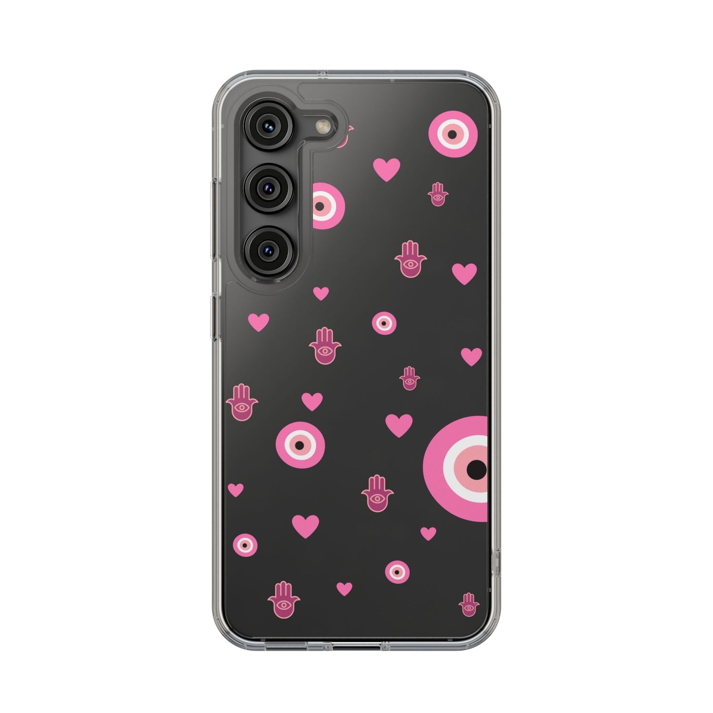 Devil's eye & Pink Hamsa Hand Clear Phone Case