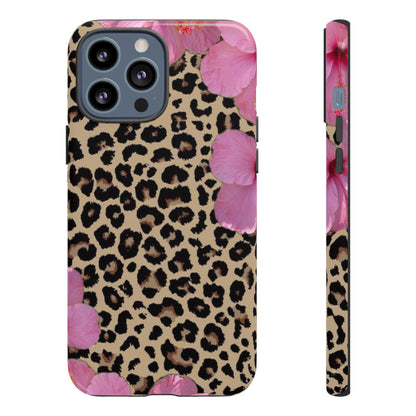 Leopard Bloom Pink Floral Phone Case – Trendy Animal Print Case for iPhone & Samsung