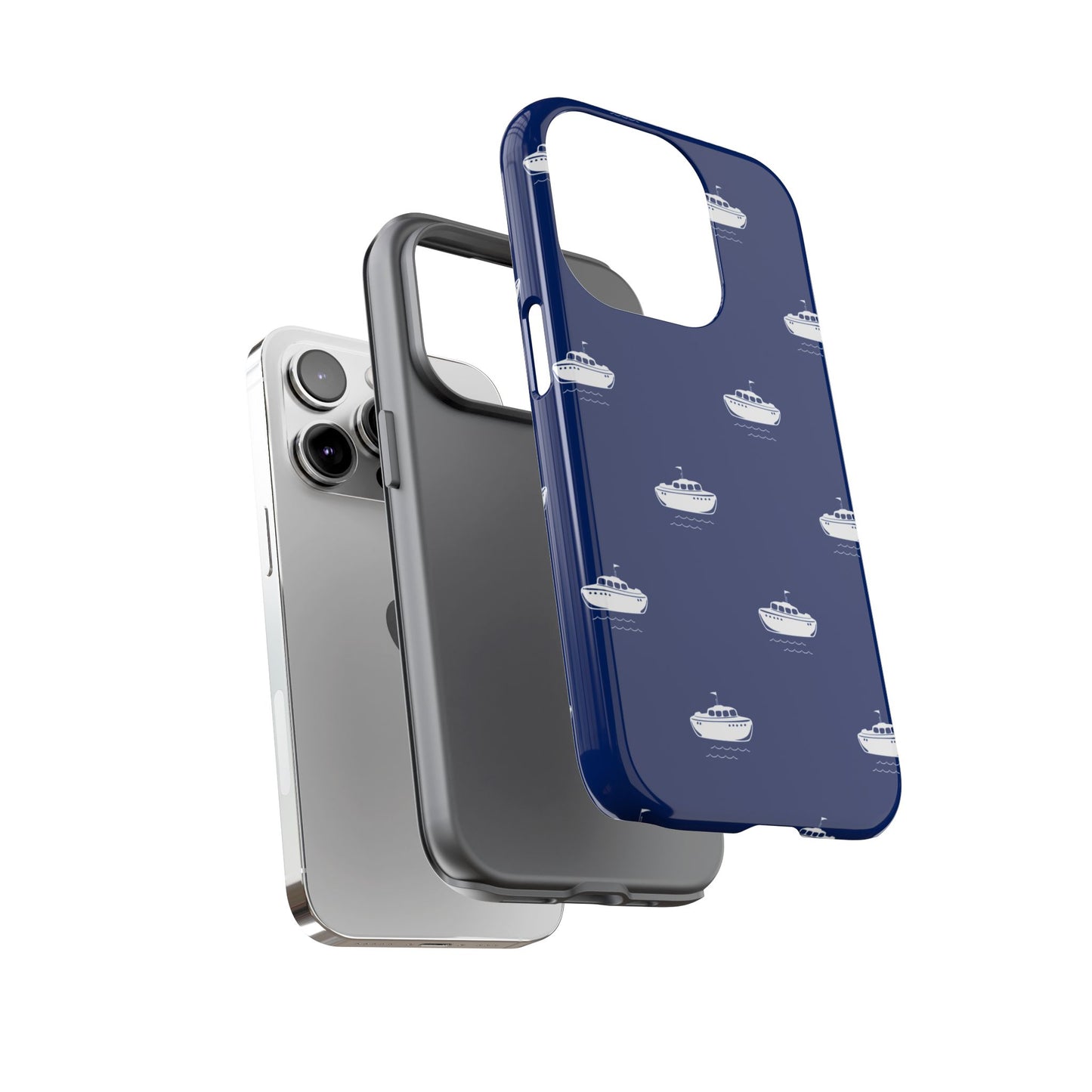 Blue Boat Phone Case – Calm Ocean Pattern for iPhone & Samsung, Durable & Stylish Protection - JGUS