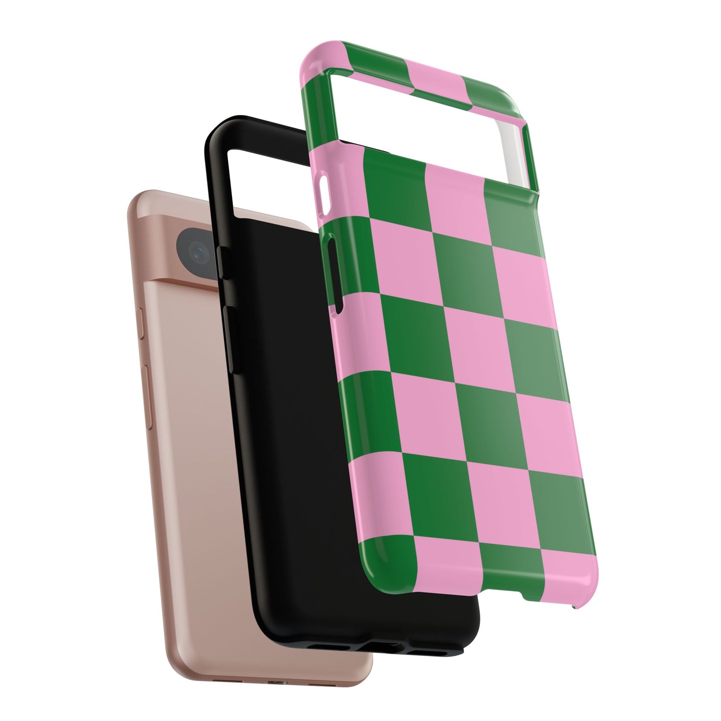 Pink Retro Checkered Phone Case – 90s Aesthetic, Vintage Grid Pattern for iPhone & Samsung - JGUS