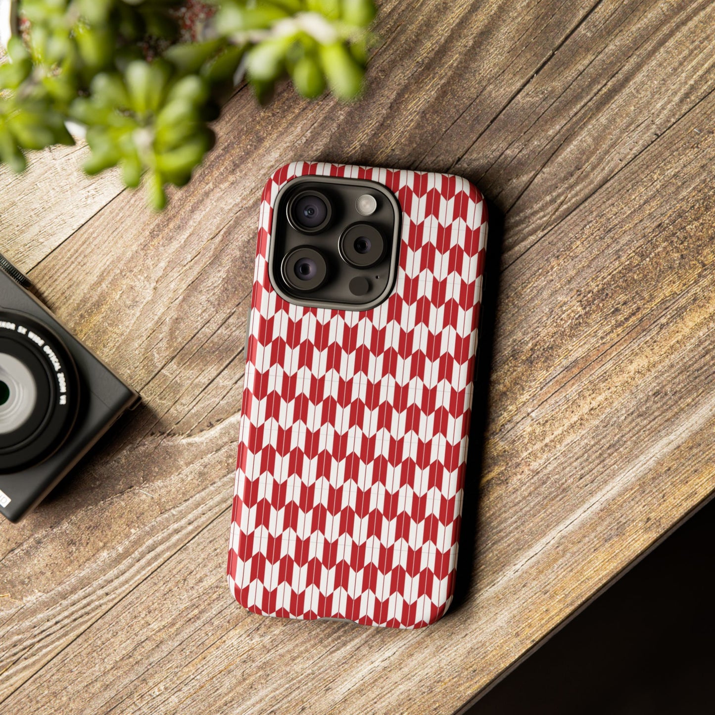 Red Geometric Phone Case for iPhone Samsung Pixel – Bold Pattern Aesthetic Modern Design - JGUS