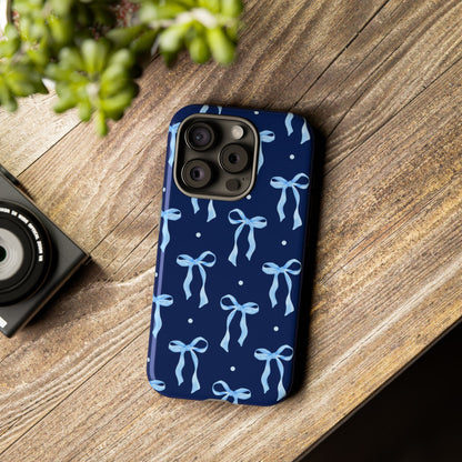 Bows & Blues Phone Case – Aesthetic Ribbon Print | Fits iPhone & Samsung - JGUS