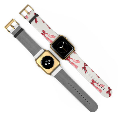 Burgundy Chic Bow Design Apple Watch Band - Vegan Leather, Eco-Friendly & Stylish