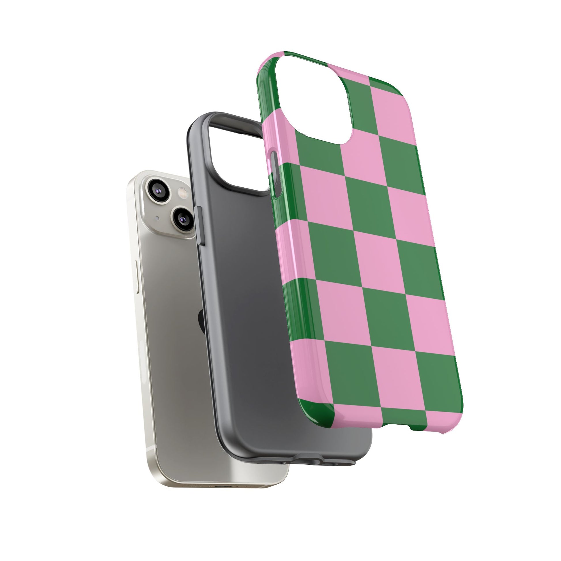 Pink Retro Checkered Phone Case – 90s Aesthetic, Vintage Grid Pattern for iPhone & Samsung - JGUS