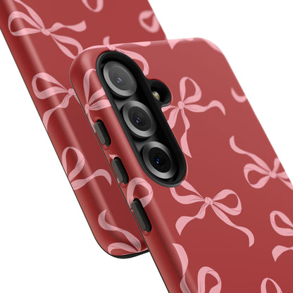 Pink Bows on Red Phone Case - JGUS