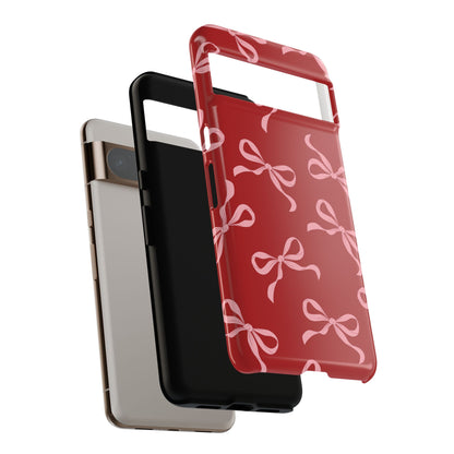 Pink Bows on Red Phone Case - JGUS