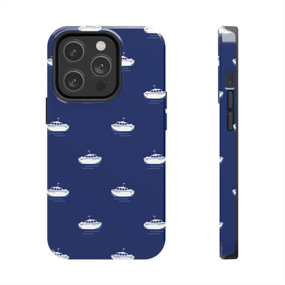 Blue Boat Phone Case – Calm Ocean Pattern for iPhone & Samsung, Durable & Stylish Protection