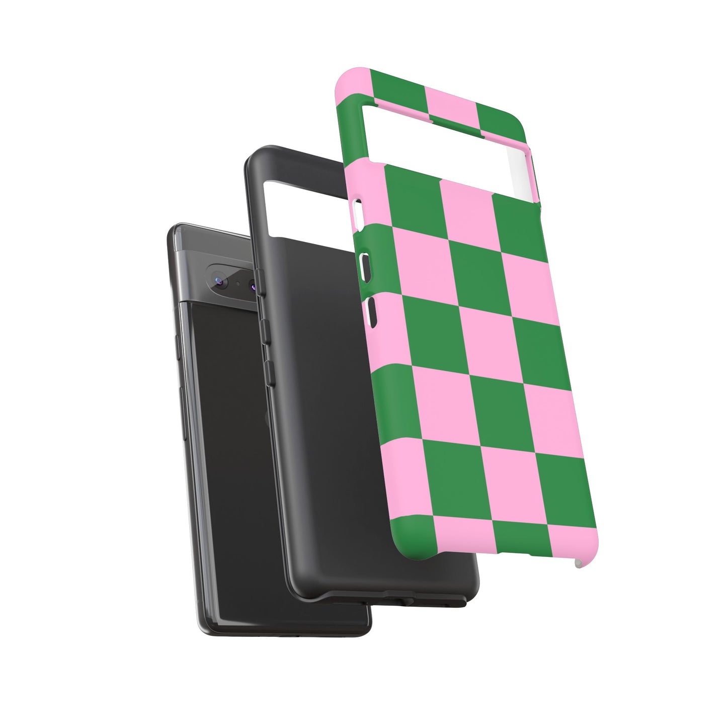 Pink Retro Checkered Phone Case – 90s Aesthetic, Vintage Grid Pattern for iPhone & Samsung - JGUS