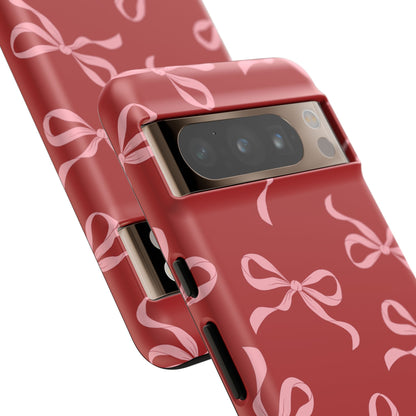 Pink Bows on Red Phone Case - JGUS