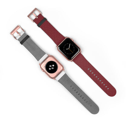 Burgundy & White Vegan Leather Apple Watch Band - Eco-Friendly & Festive Design