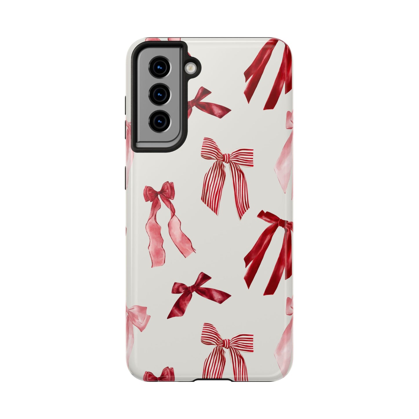 Burgundy Chic Bow Design Phone Case – Customizable, Dual-Layer Protection for iPhone & Samsung