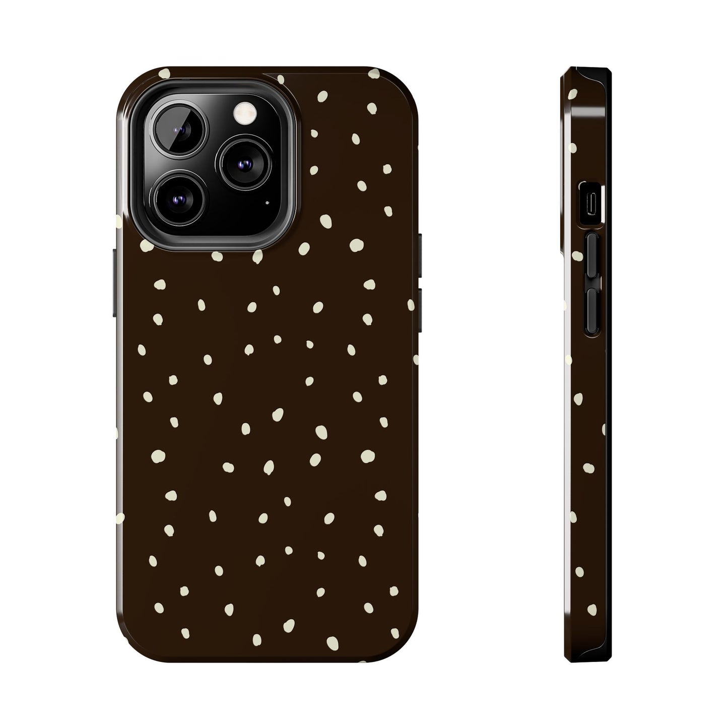 Velvet Mocha – Dark Brown Polka Dot iPhone Case | Dual-Layer Protection & Seasonal Style