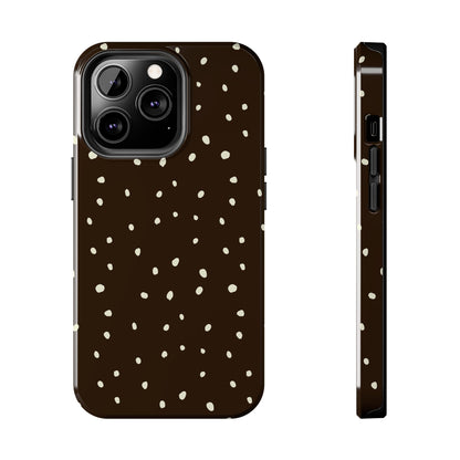 Velvet Mocha – Dark Brown Polka Dot iPhone Case | Dual-Layer Protection & Seasonal Style