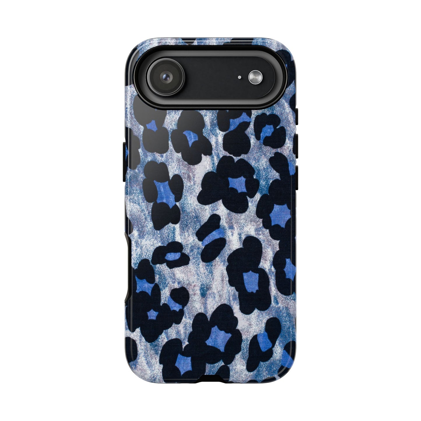 Blue & Black Leopard Print Phone Case – Bold Animal Pattern for iPhone & Samsung