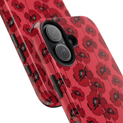 Scarlet Sketch | Red Poppy Floral Phone Case – Aesthetic Protective Cover for iPhone & Samsung