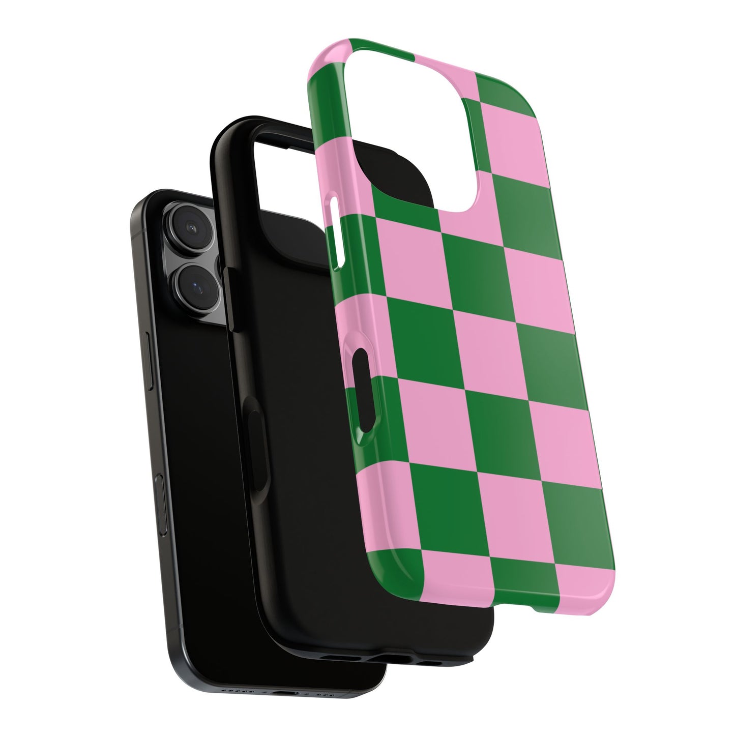 Pink Retro Checkered Phone Case – 90s Aesthetic, Vintage Grid Pattern for iPhone & Samsung - JGUS