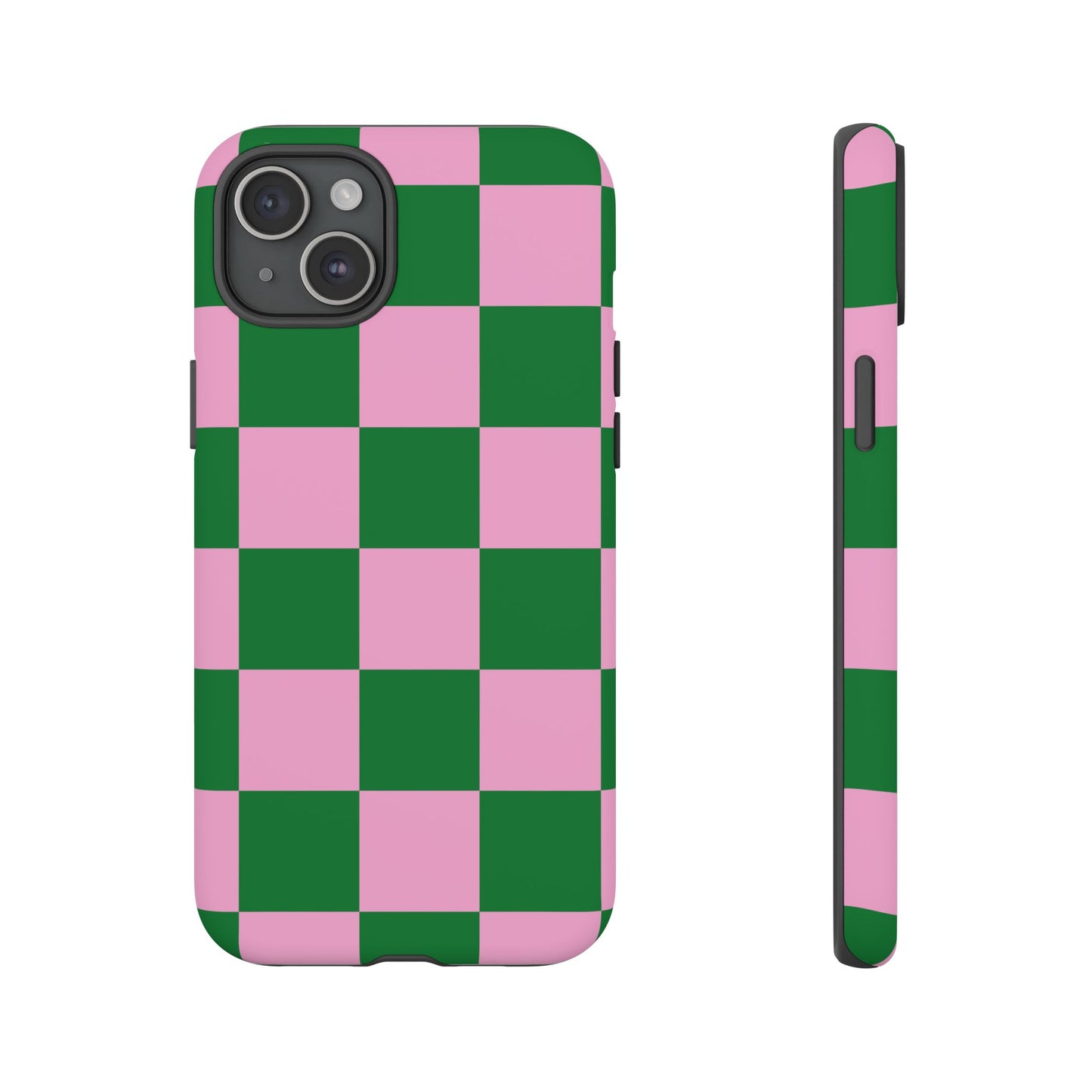 Pink Retro Checkered Phone Case – 90s Aesthetic, Vintage Grid Pattern for iPhone & Samsung - JGUS