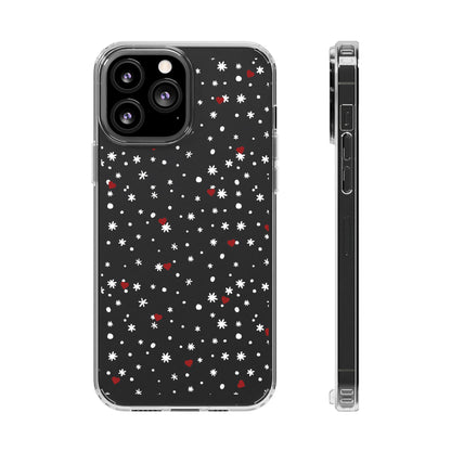 Snowy Hearts Clear Phone Case