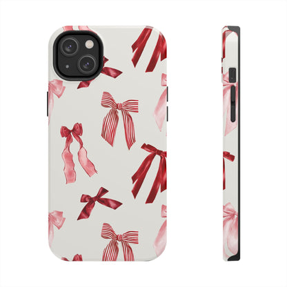 Burgundy Chic Bow Design Phone Case – Customizable, Dual-Layer Protection for iPhone & Samsung