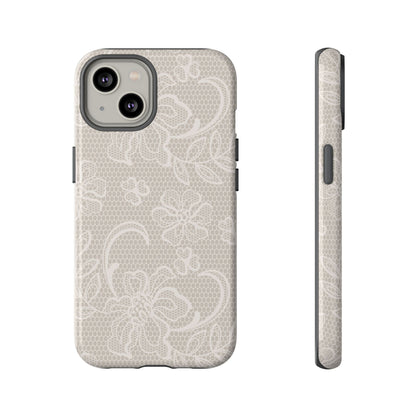 Lace Phone Case for iPhone Samsung Pixel – Cream Floral Elegant Aesthetic - JGUS