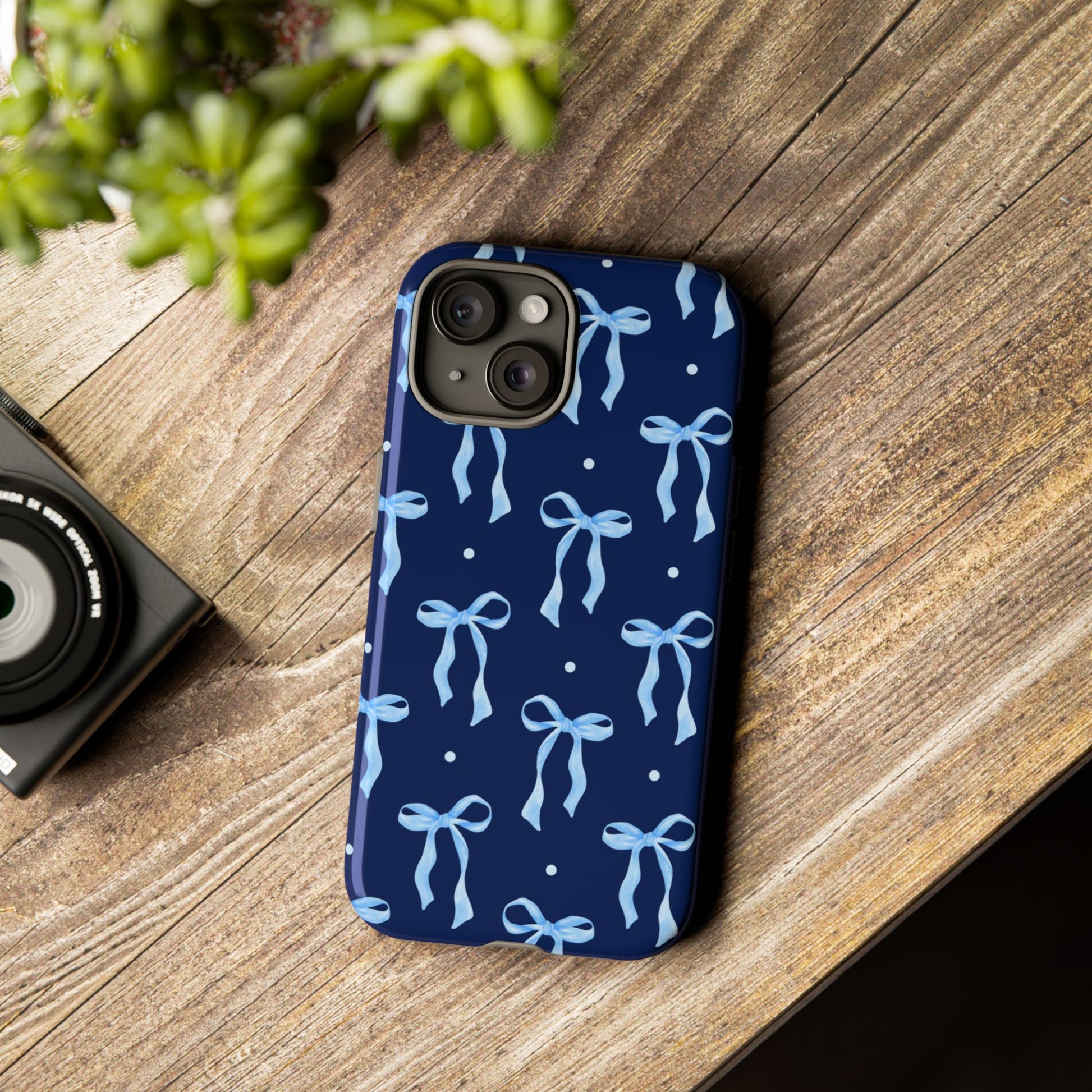 Bows & Blues Phone Case – Aesthetic Ribbon Print | Fits iPhone & Samsung - JGUS