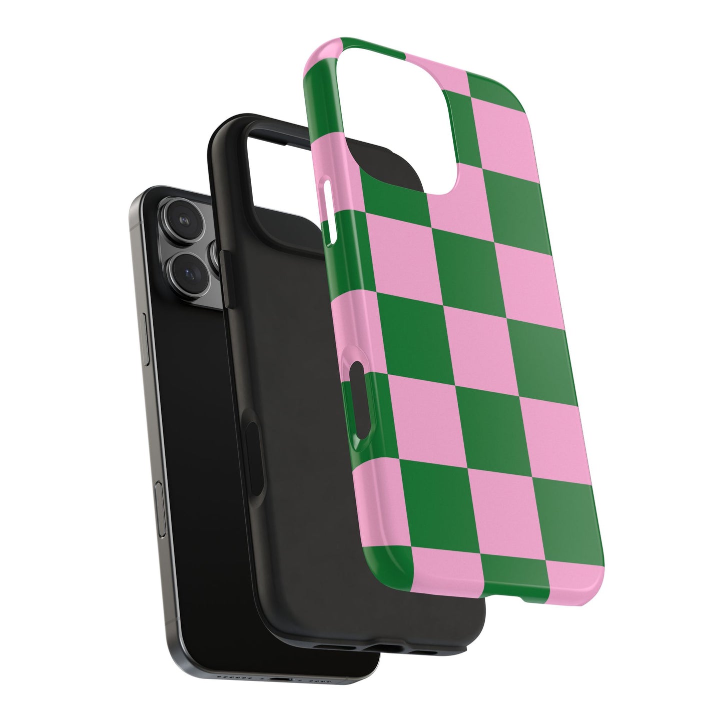 Pink Retro Checkered Phone Case – 90s Aesthetic, Vintage Grid Pattern for iPhone & Samsung