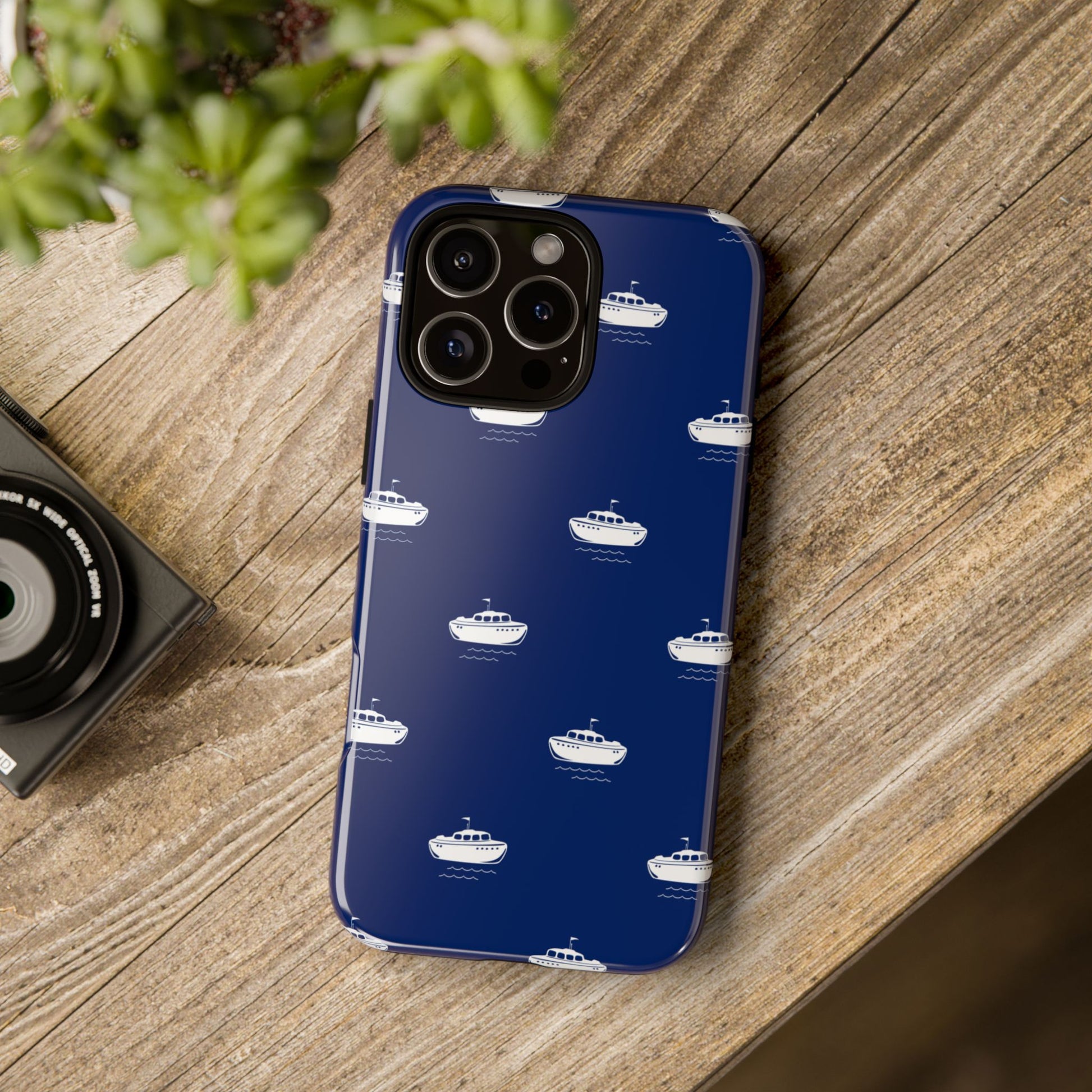 Blue Boat Phone Case – Calm Ocean Pattern for iPhone & Samsung, Durable & Stylish Protection - JGUS