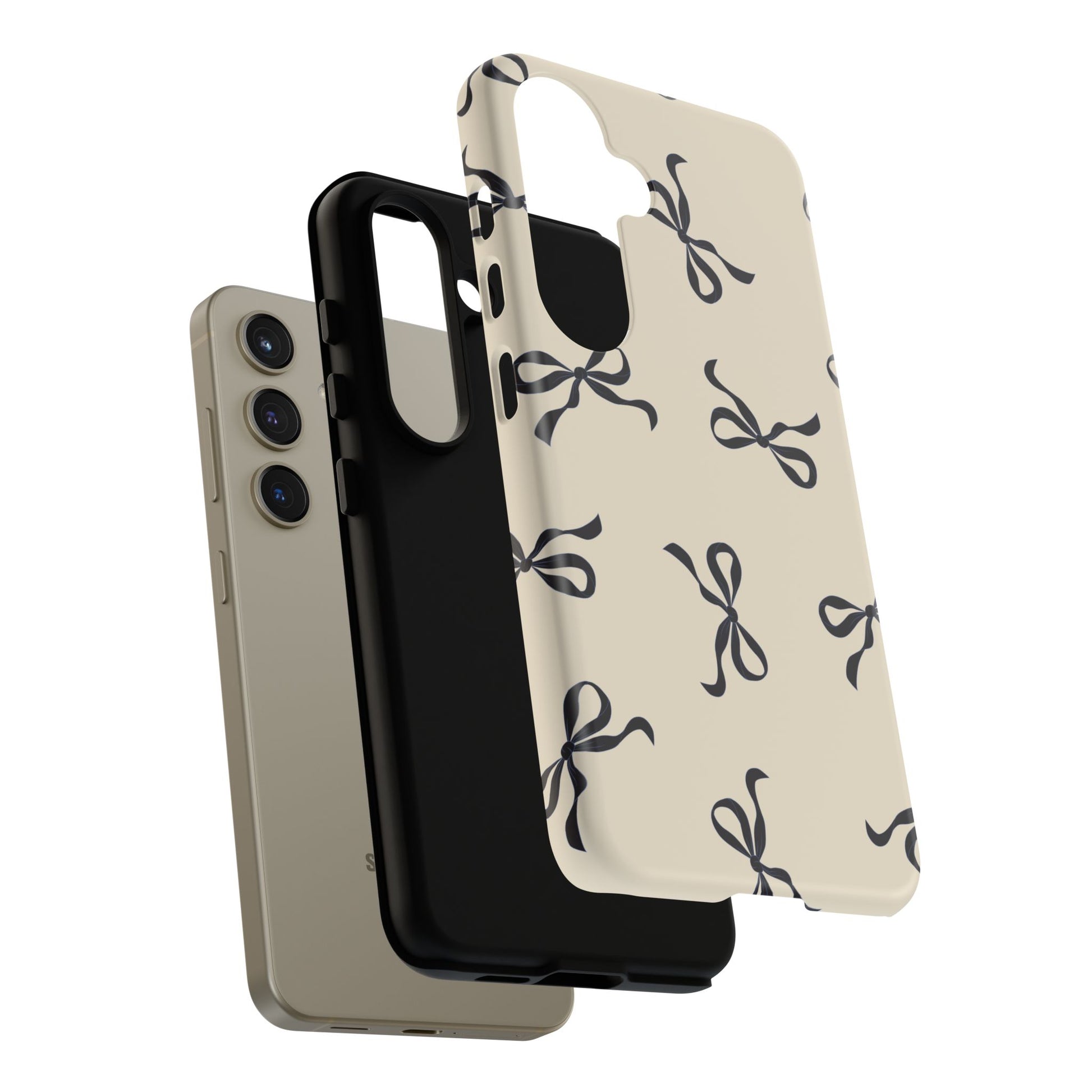 Beige and Black Bow Phone Case - JGUS