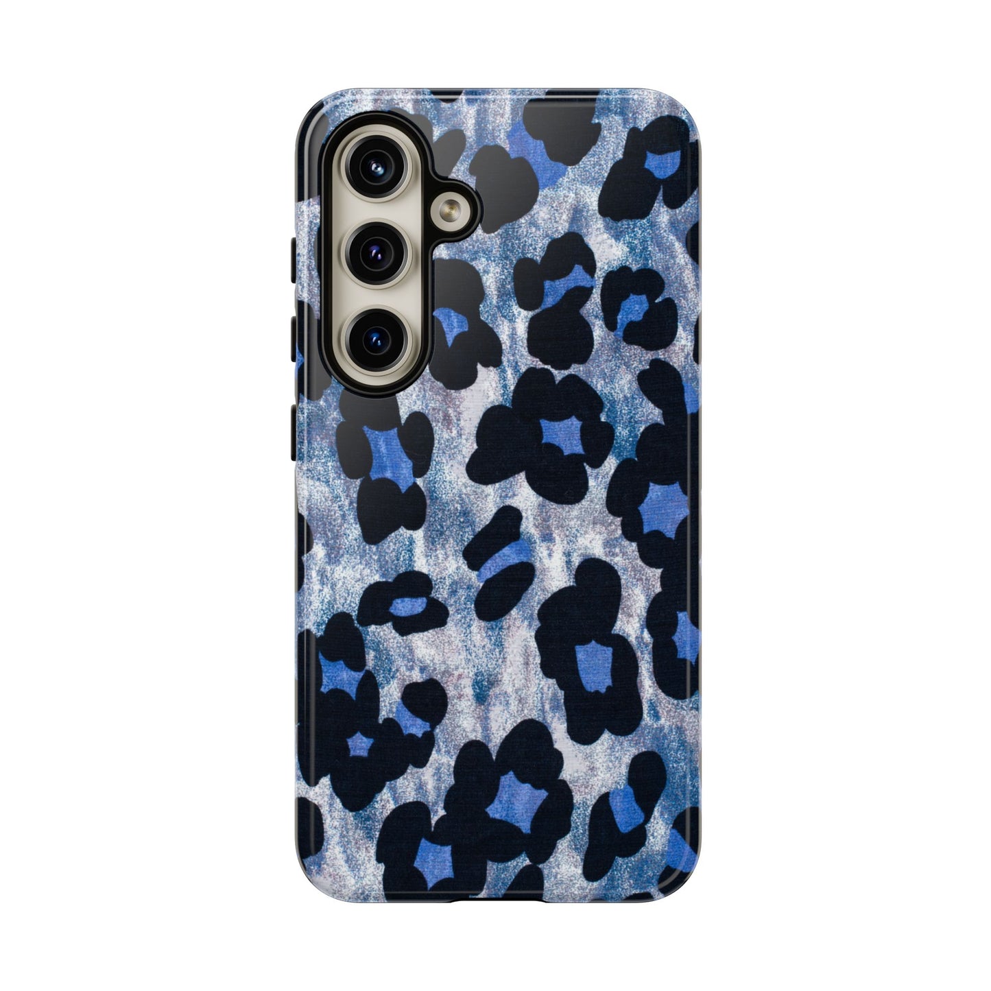 Blue & Black Leopard Print Phone Case – Bold Animal Pattern for iPhone & Samsung