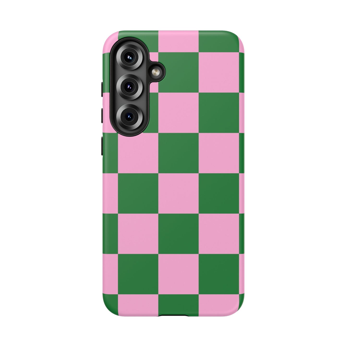 Pink Retro Checkered Phone Case – 90s Aesthetic, Vintage Grid Pattern for iPhone & Samsung - JGUS