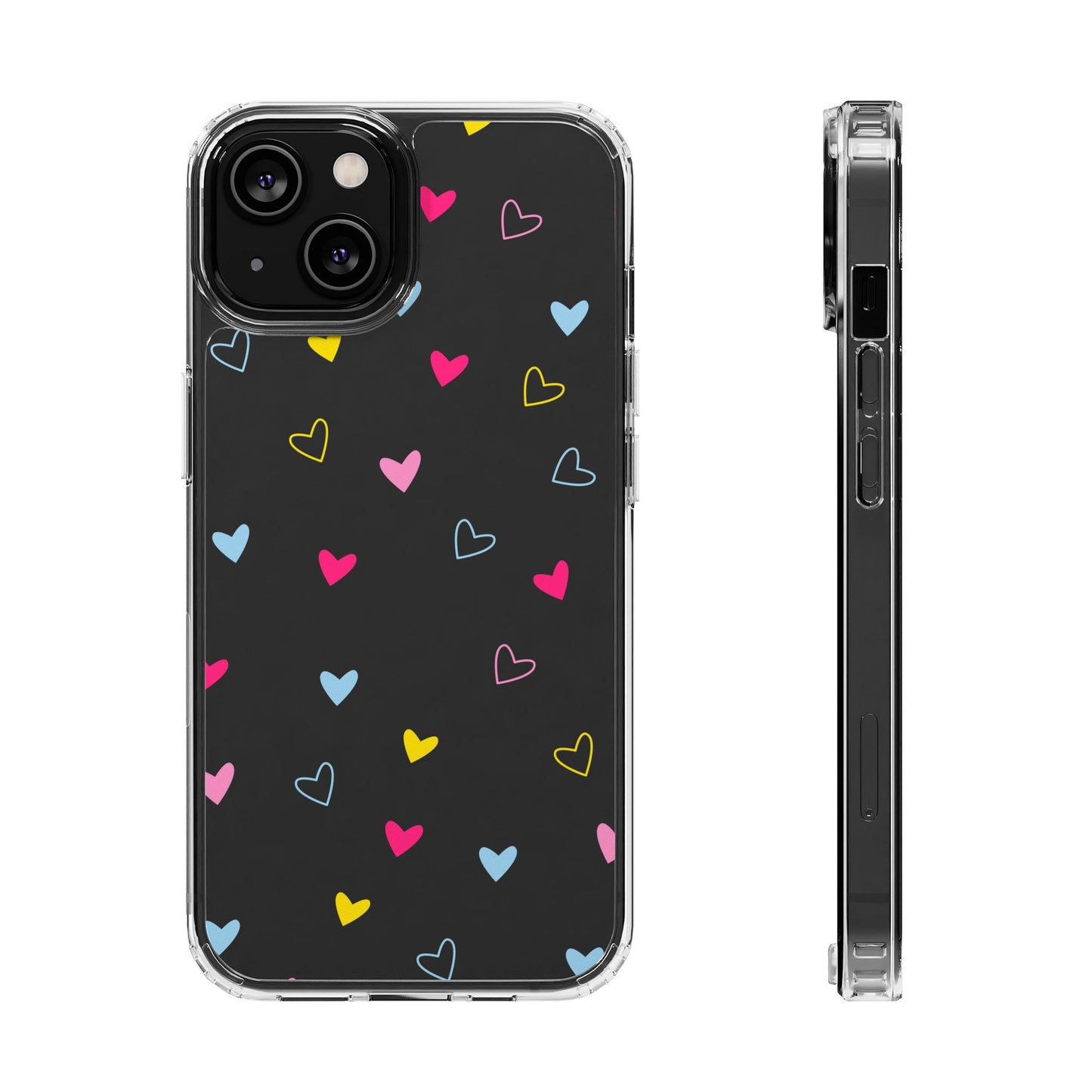 Transparent Heart Design Pattern Clear Phone Case