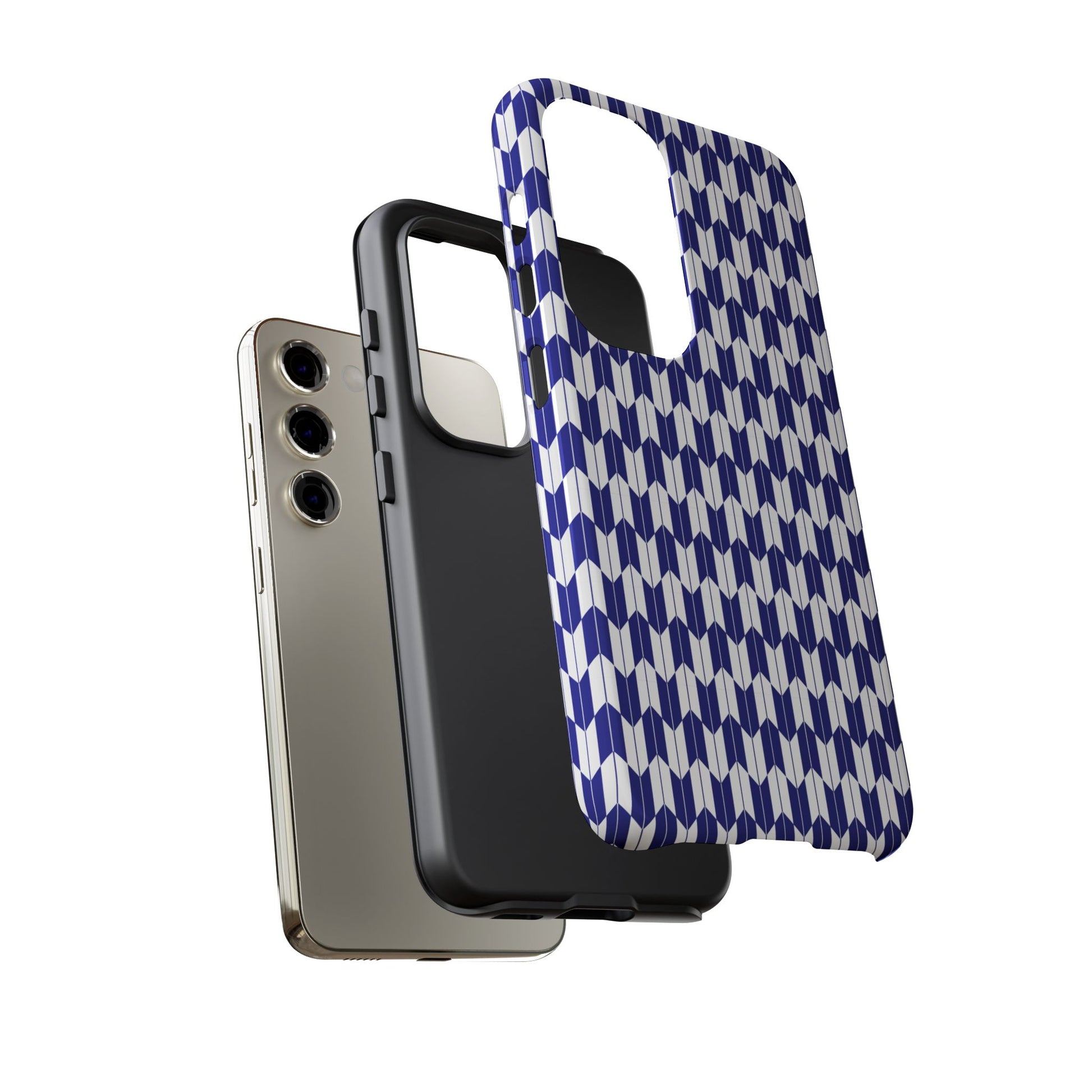 Navy Blue Geometric Phone Case for iPhone Samsung Pixel – Minimal Pattern Modern Aesthetic - JGUS