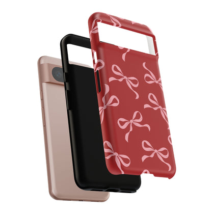 Pink Bows on Red Phone Case - JGUS