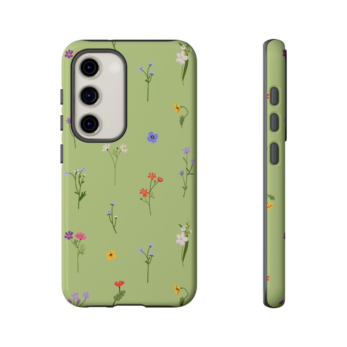 Pastel Green Wildflower Phone Case – Cute Floral Pattern for iPhone & Samsung