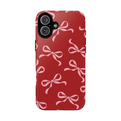 Pink Bows on Red Phone Case - JGUS