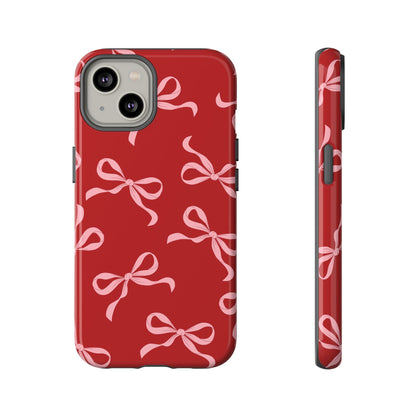Pink Bows on Red Phone Case - JGUS