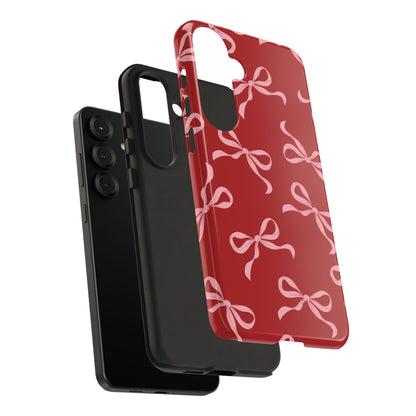 Pink Bows on Red Phone Case - JGUS