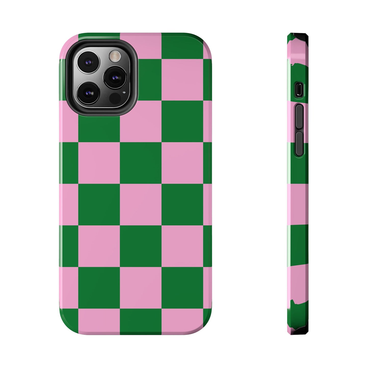 Pink Retro Checkered Phone Case – 90s Aesthetic, Vintage Grid Pattern for iPhone & Samsung