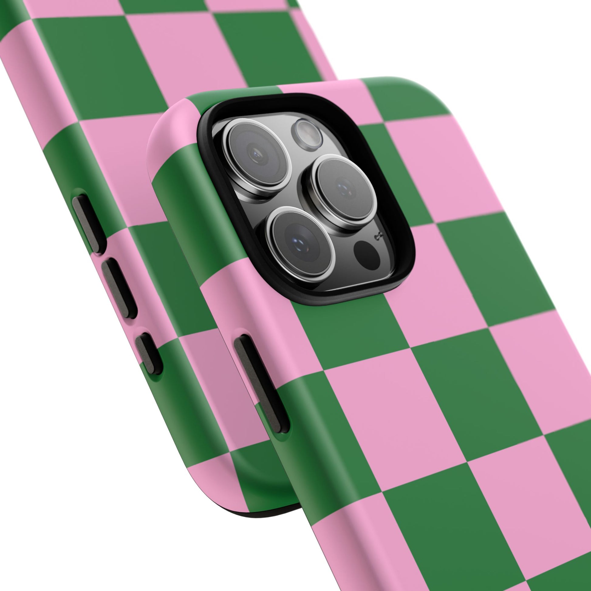Pink Retro Checkered Phone Case – 90s Aesthetic, Vintage Grid Pattern for iPhone & Samsung - JGUS