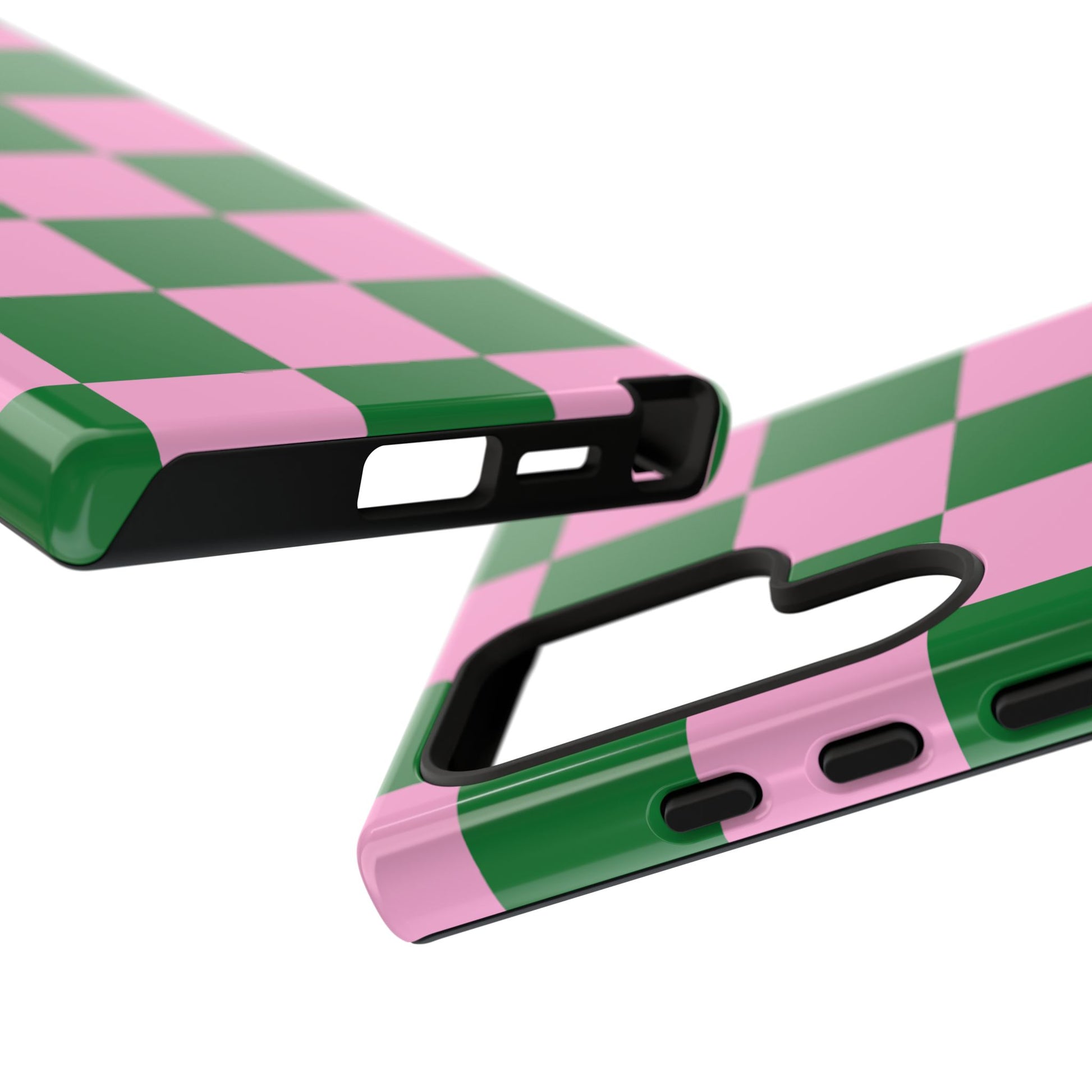 Pink Retro Checkered Phone Case – 90s Aesthetic, Vintage Grid Pattern for iPhone & Samsung - JGUS