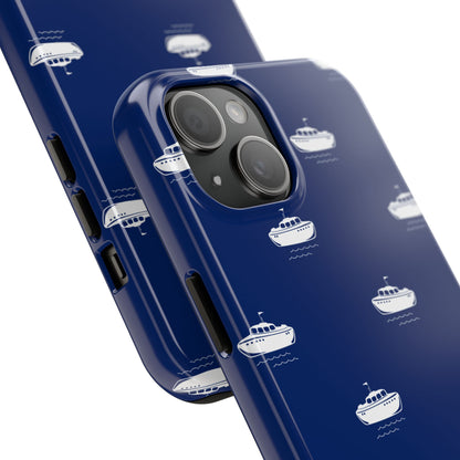 Blue Boat Phone Case – Calm Ocean Pattern for iPhone & Samsung, Durable & Stylish Protection