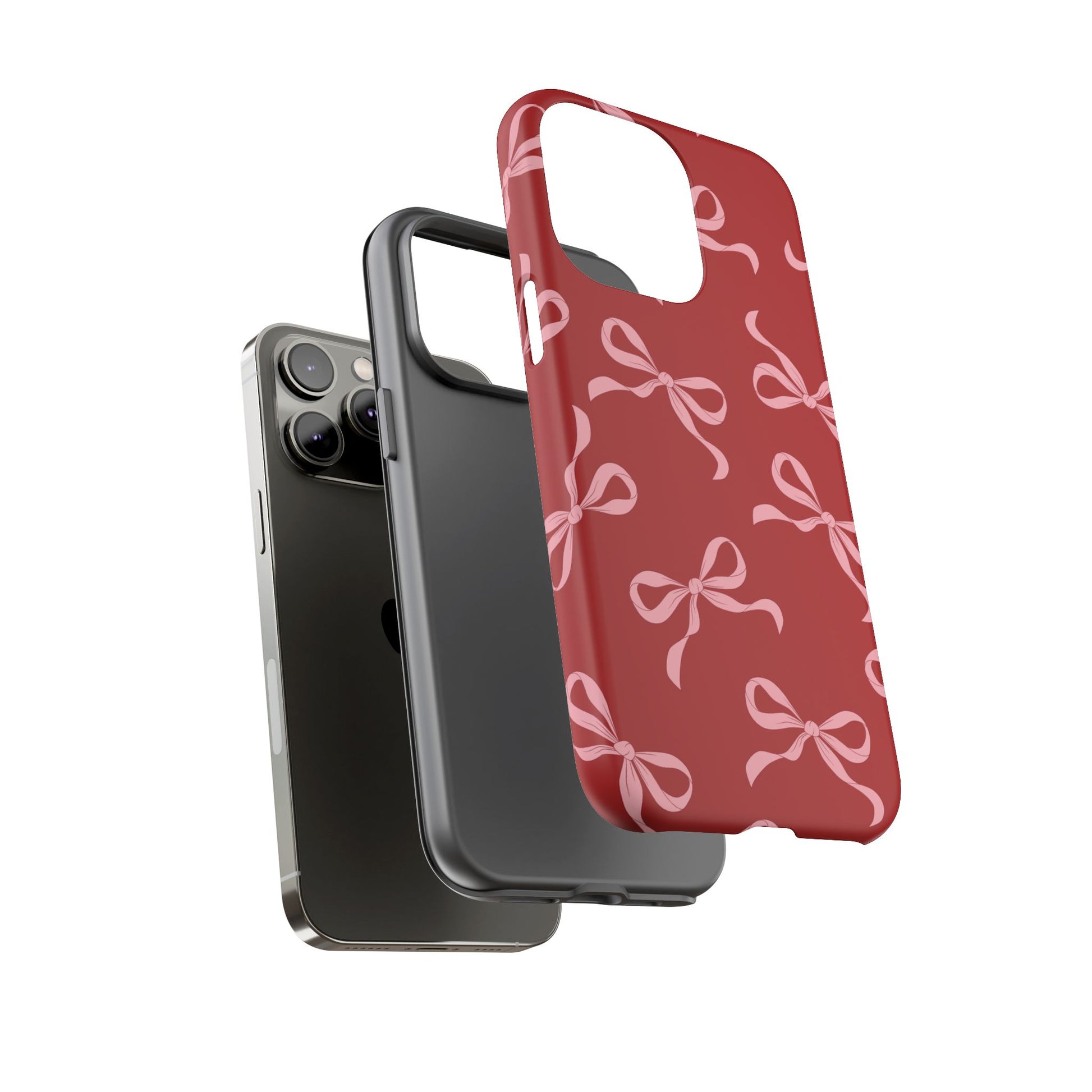Pink Bows on Red Phone Case - JGUS