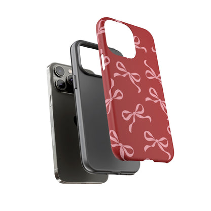Pink Bows on Red Phone Case - JGUS