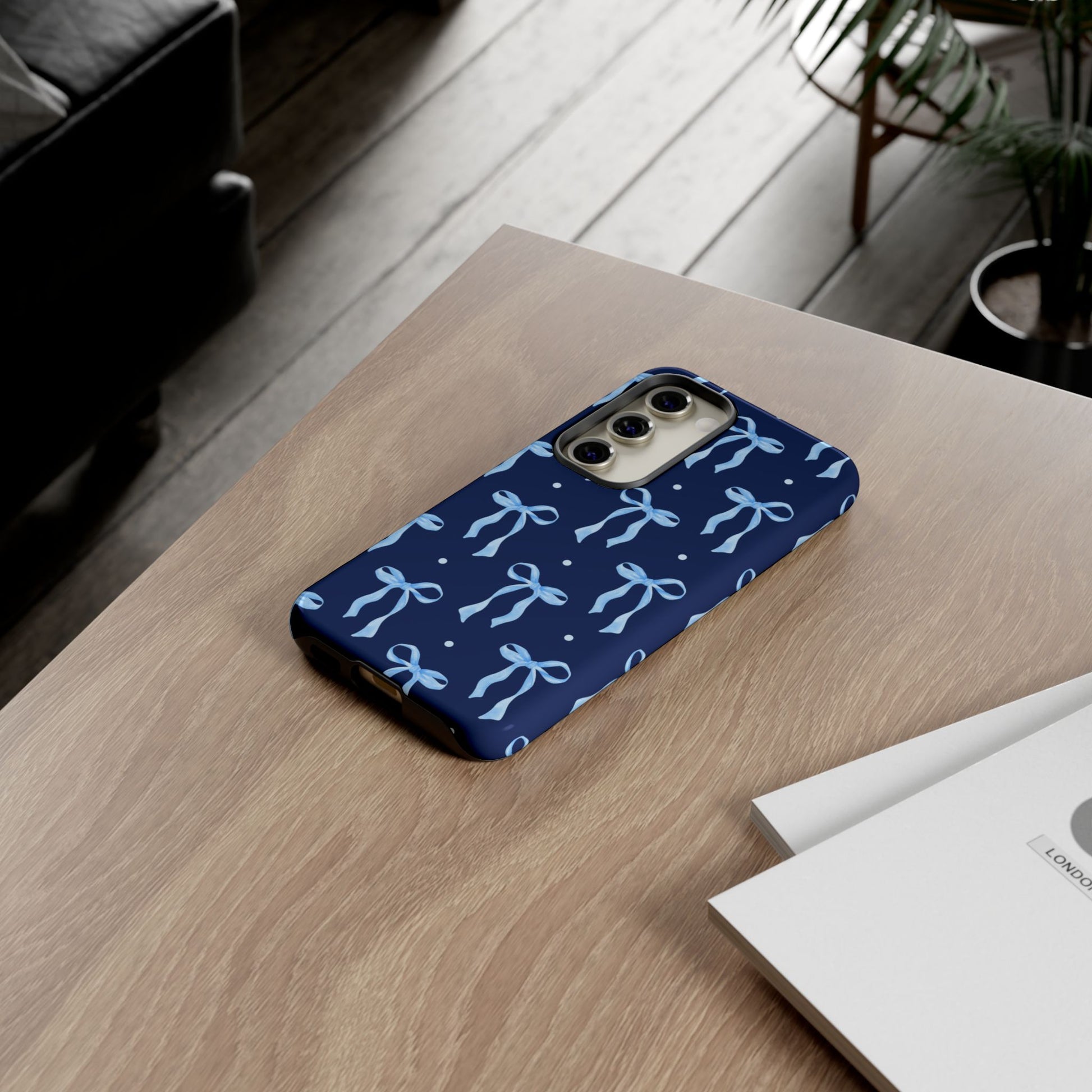 Bows & Blues Phone Case – Aesthetic Ribbon Print | Fits iPhone & Samsung - JGUS