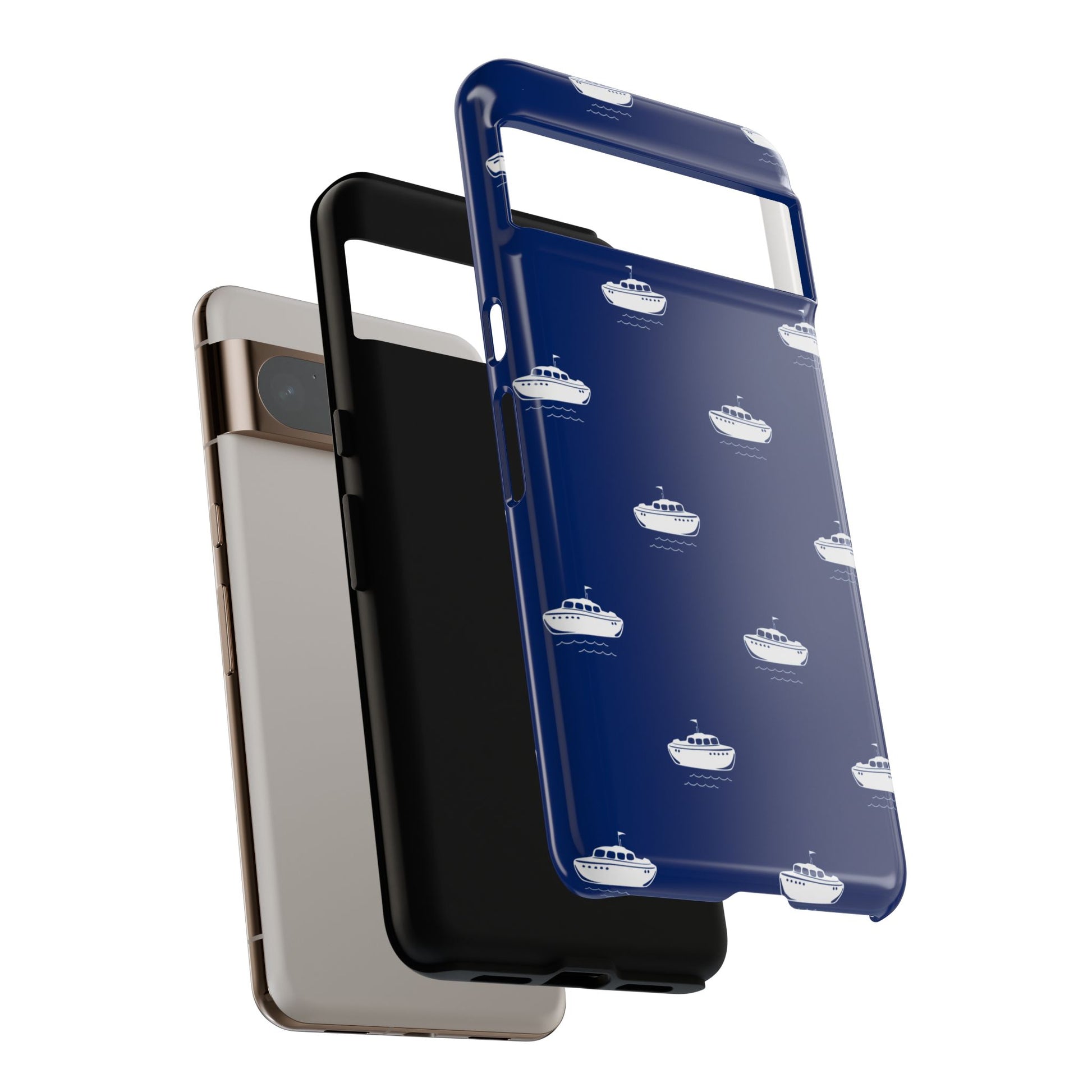 Blue Boat Phone Case – Calm Ocean Pattern for iPhone & Samsung, Durable & Stylish Protection - JGUS